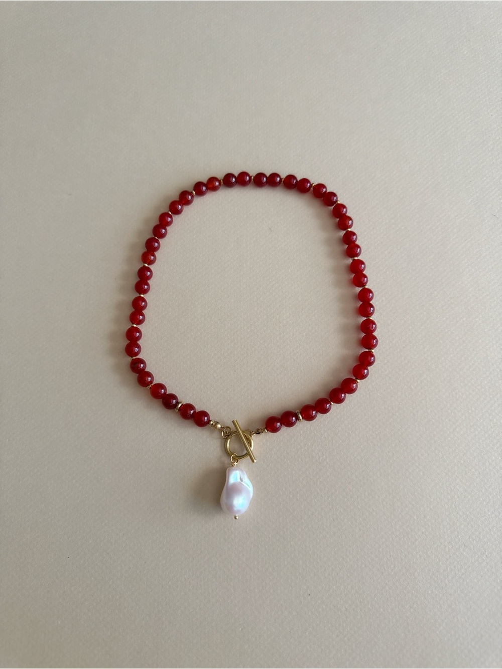 Red Beaded Necklace N2097 - Picture 3 of 5
